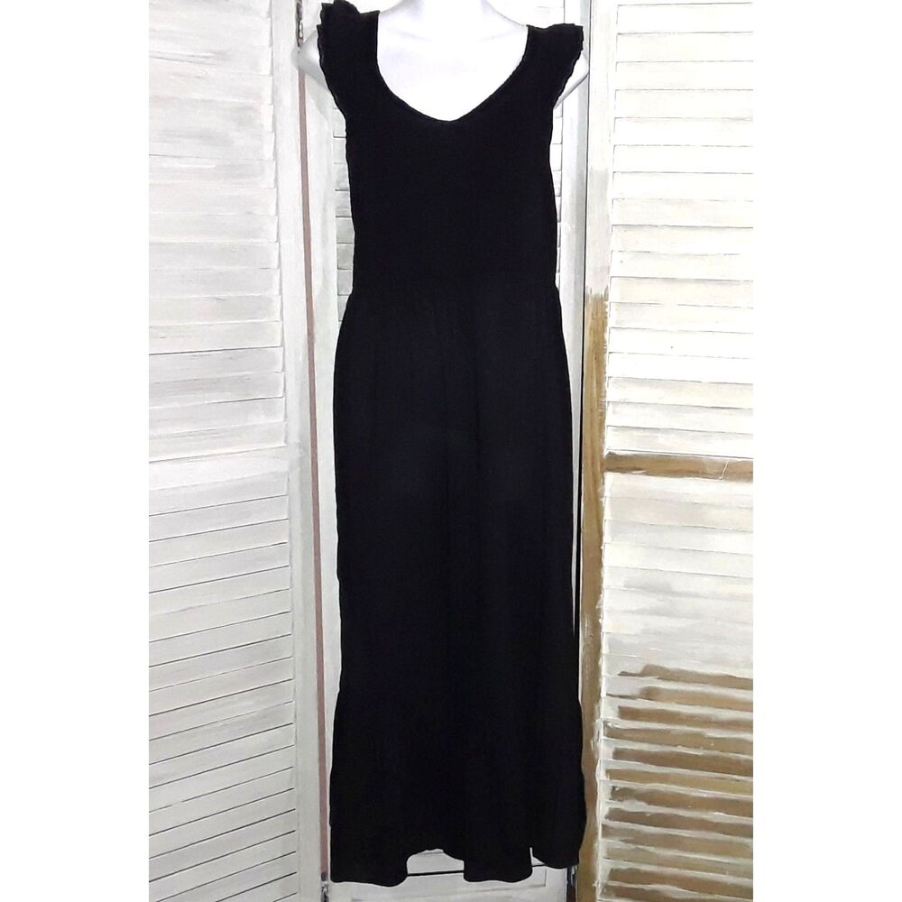 Old Navy Dress Size XL Smocked Lace Strap Sleeve Pockets Ruffle Hem Whimsy Goth